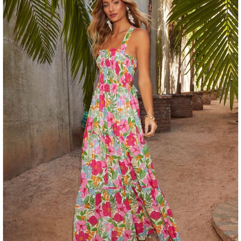 Vici Floral Maxi Dress - Pink and Green